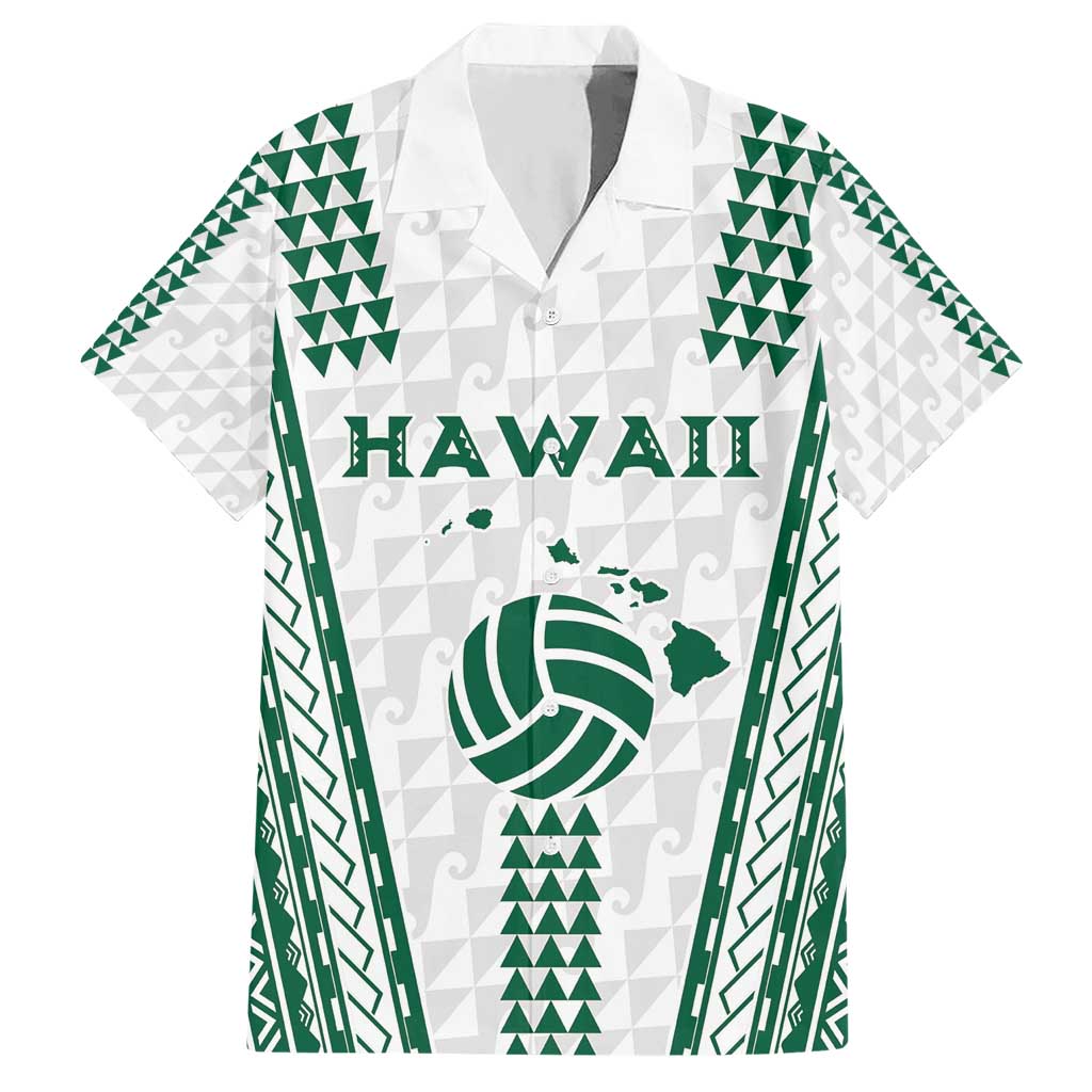 Polynesian Hawaii Volleyball Custom Hawaiian Shirt White Kakau with Map Motif LT9 White - Polynesian Pride