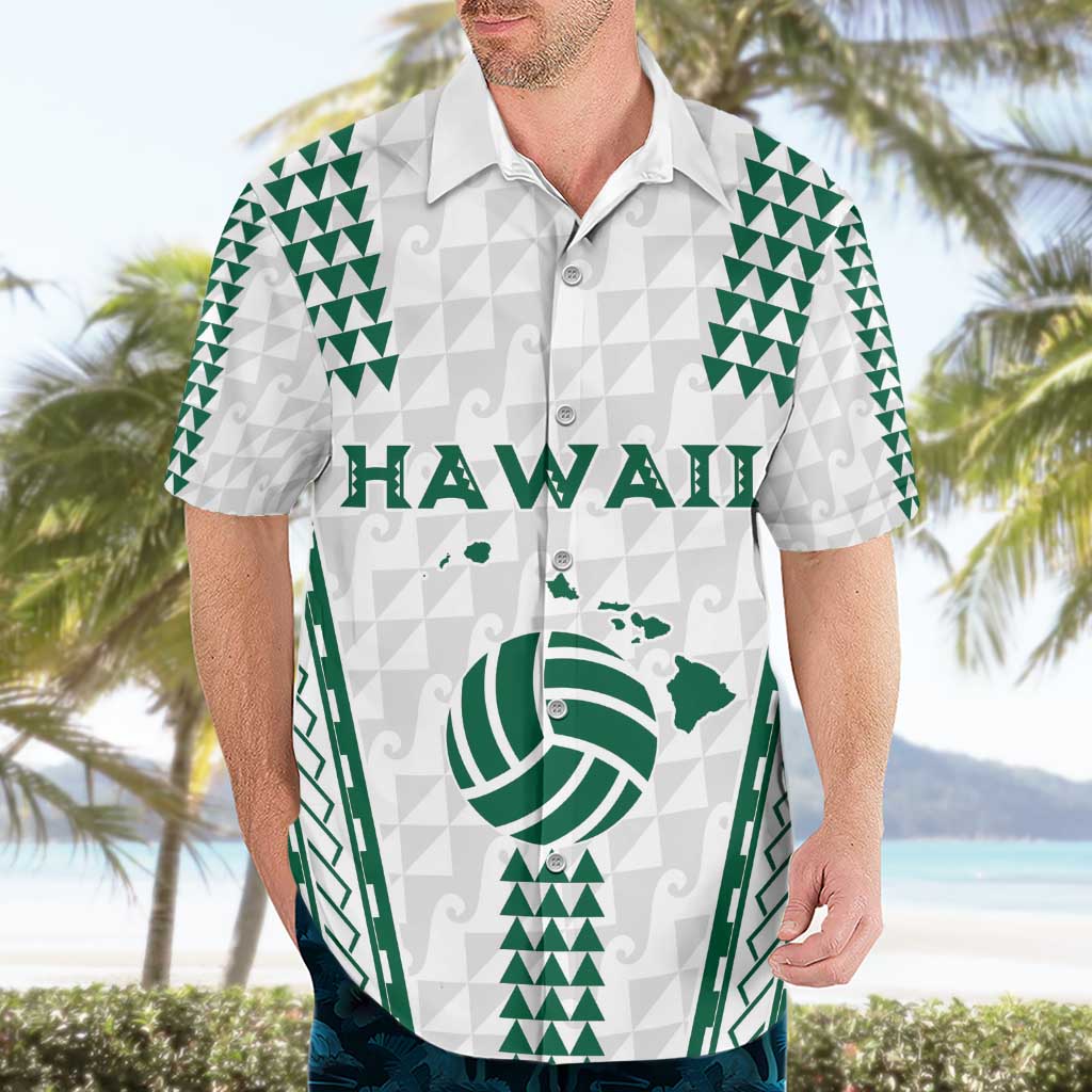 Polynesian Hawaii Volleyball Custom Hawaiian Shirt White Kakau with Map Motif LT9 - Polynesian Pride