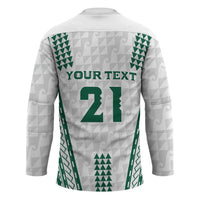 Polynesian Hawaii Volleyball Custom Hockey Jersey White Kakau with Map Motif - Polynesian Pride