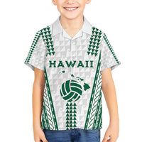 Polynesian Hawaii Volleyball Custom Kid Hawaiian Shirt White Kakau with Map Motif