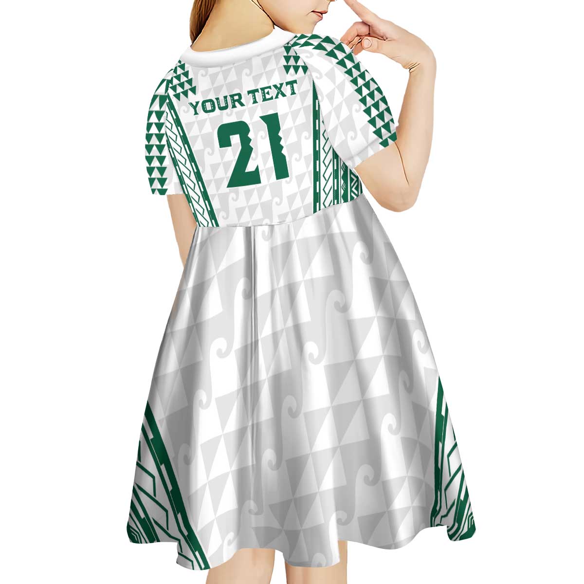 Polynesian Hawaii Volleyball Custom Kid Short Sleeve Dress White Kakau with Map Motif