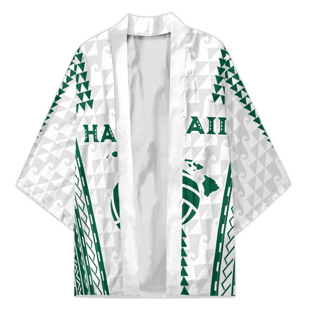 Polynesian Hawaii Volleyball Custom Kimono White Kakau with Map Motif - Polynesian Pride