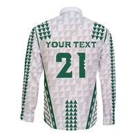 Polynesian Hawaii Volleyball Custom Long Sleeve Button Shirt White Kakau with Map Motif LT9 - Polynesian Pride