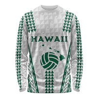 Polynesian Hawaii Volleyball Custom Long Sleeve Shirt White Kakau with Map Motif LT9 Unisex White - Polynesian Pride