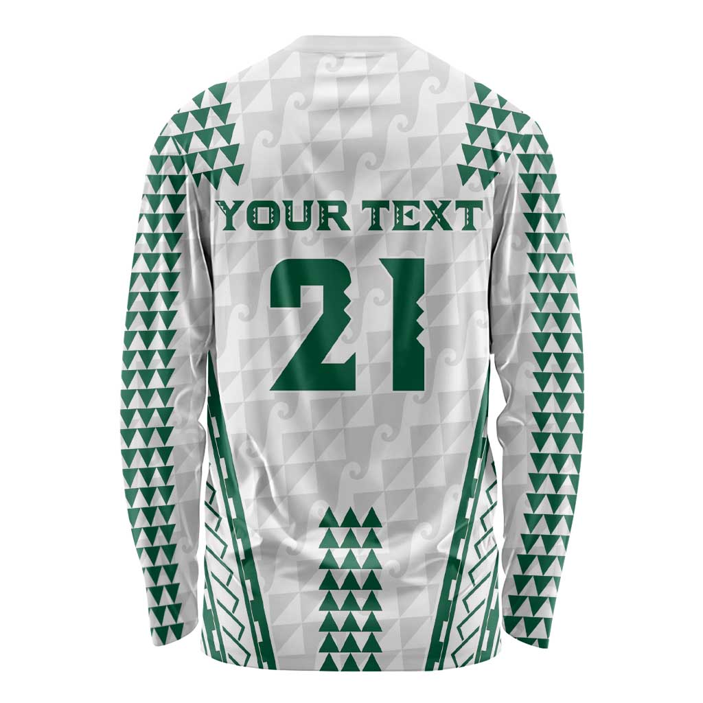 Polynesian Hawaii Volleyball Custom Long Sleeve Shirt White Kakau with Map Motif LT9 - Polynesian Pride