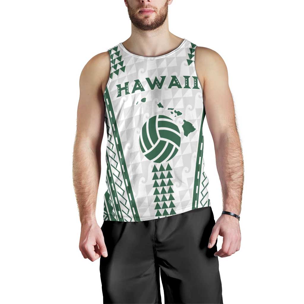 Polynesian Hawaii Volleyball Custom Men Tank Top White Kakau with Map Motif LT9 - Polynesian Pride
