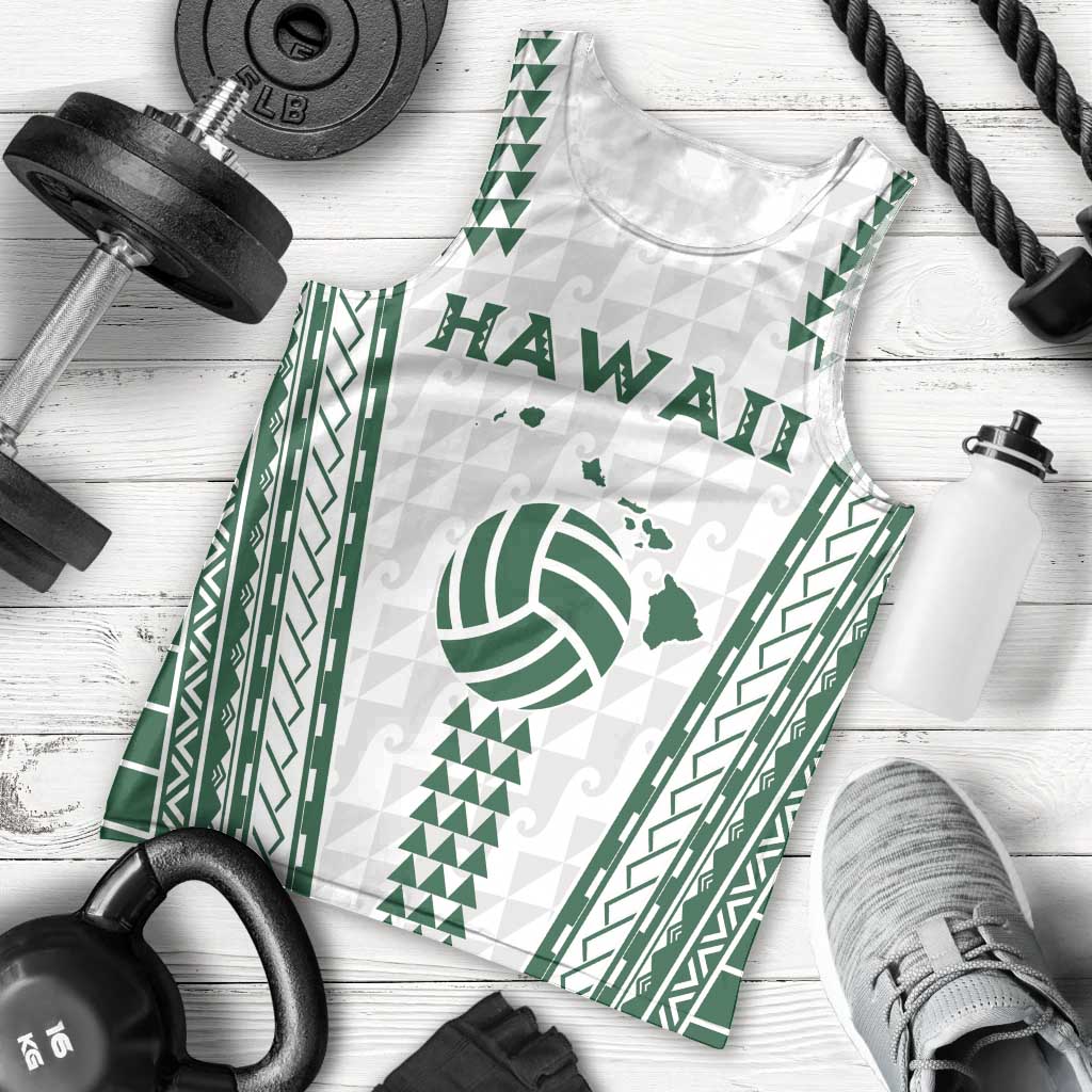 Polynesian Hawaii Volleyball Custom Men Tank Top White Kakau with Map Motif LT9 - Polynesian Pride