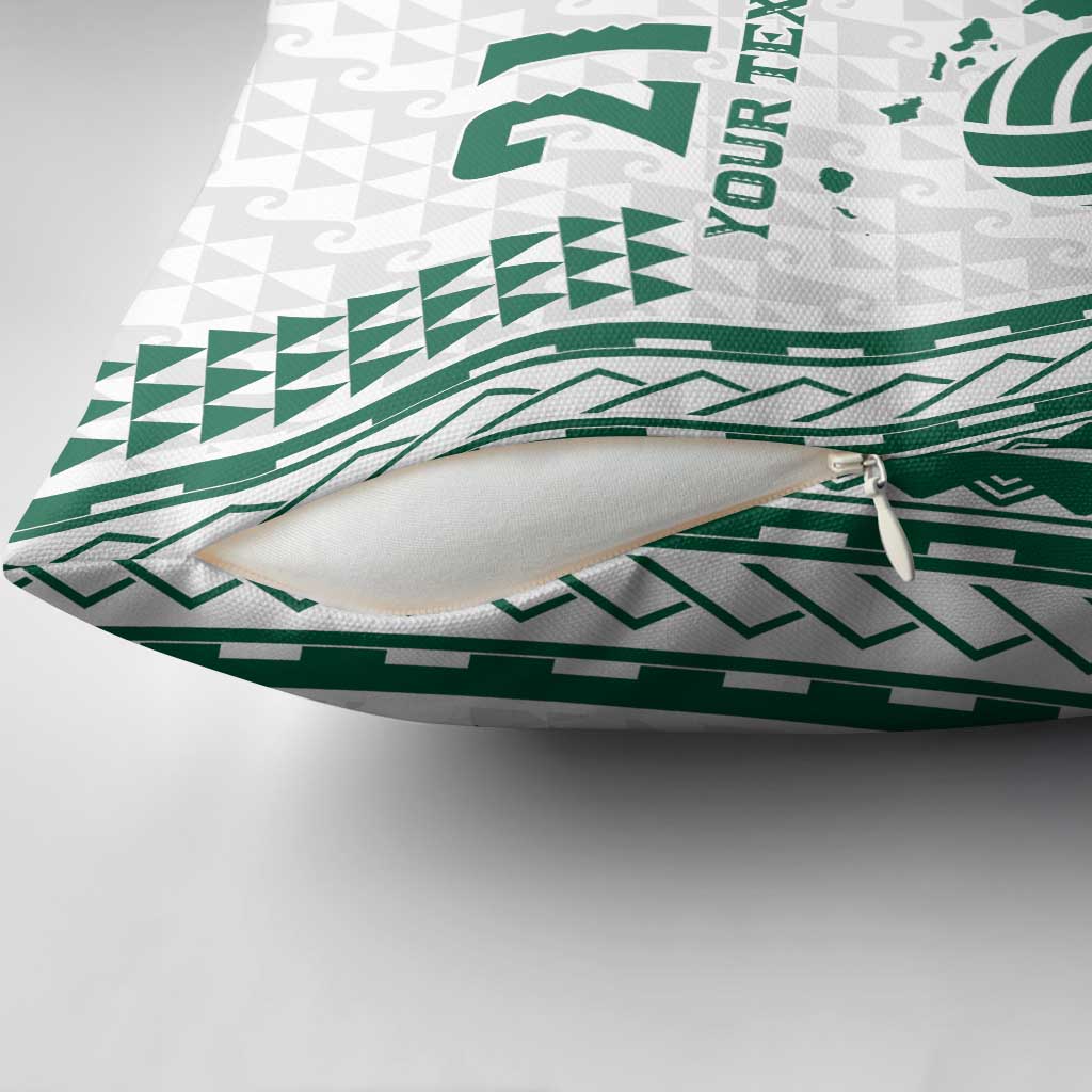 Polynesian Hawaii Volleyball Custom Pillow Cover White Kakau with Map Motif - Polynesian Pride