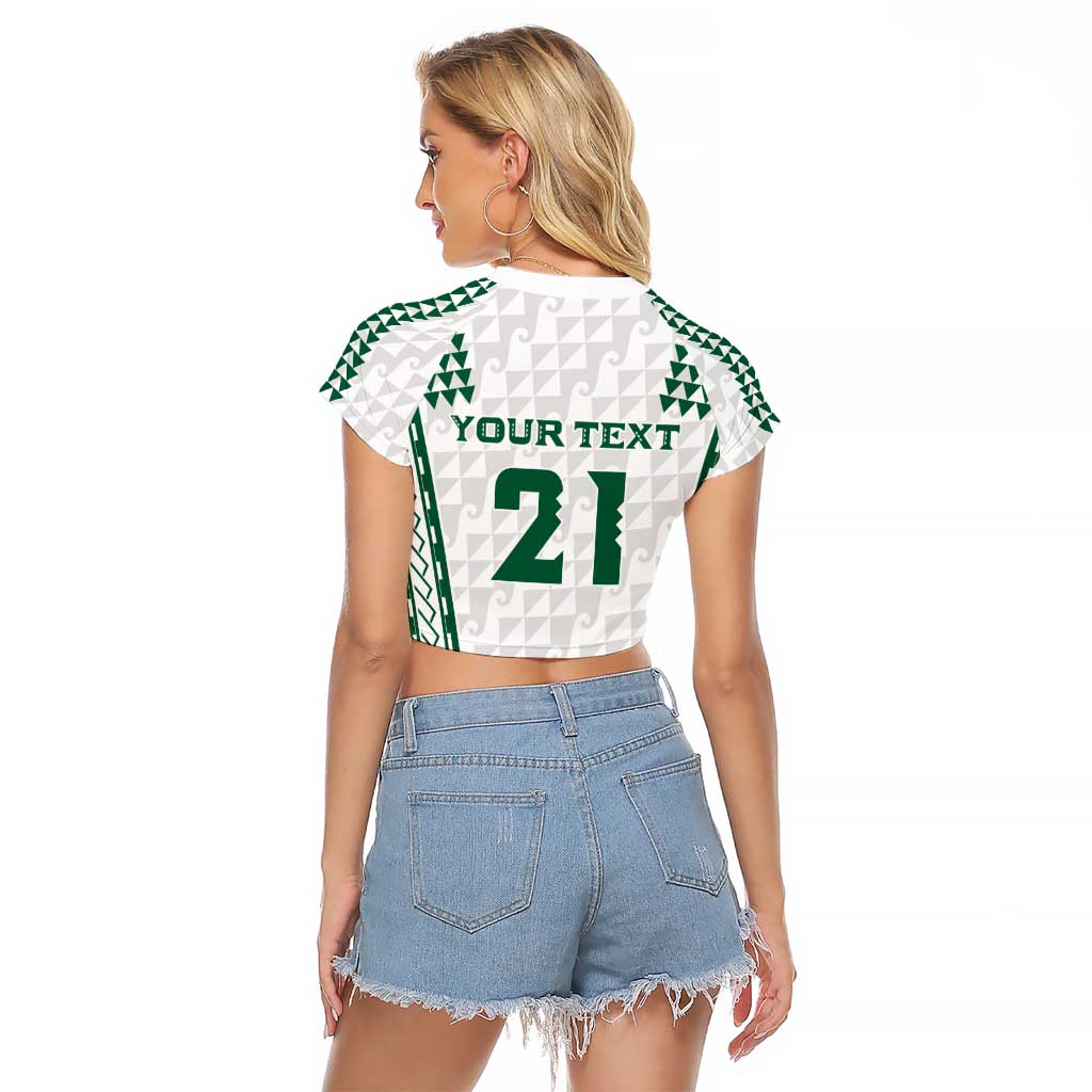 Polynesian Hawaii Volleyball Custom Raglan Cropped T Shirt White Kakau with Map Motif LT9 - Polynesian Pride