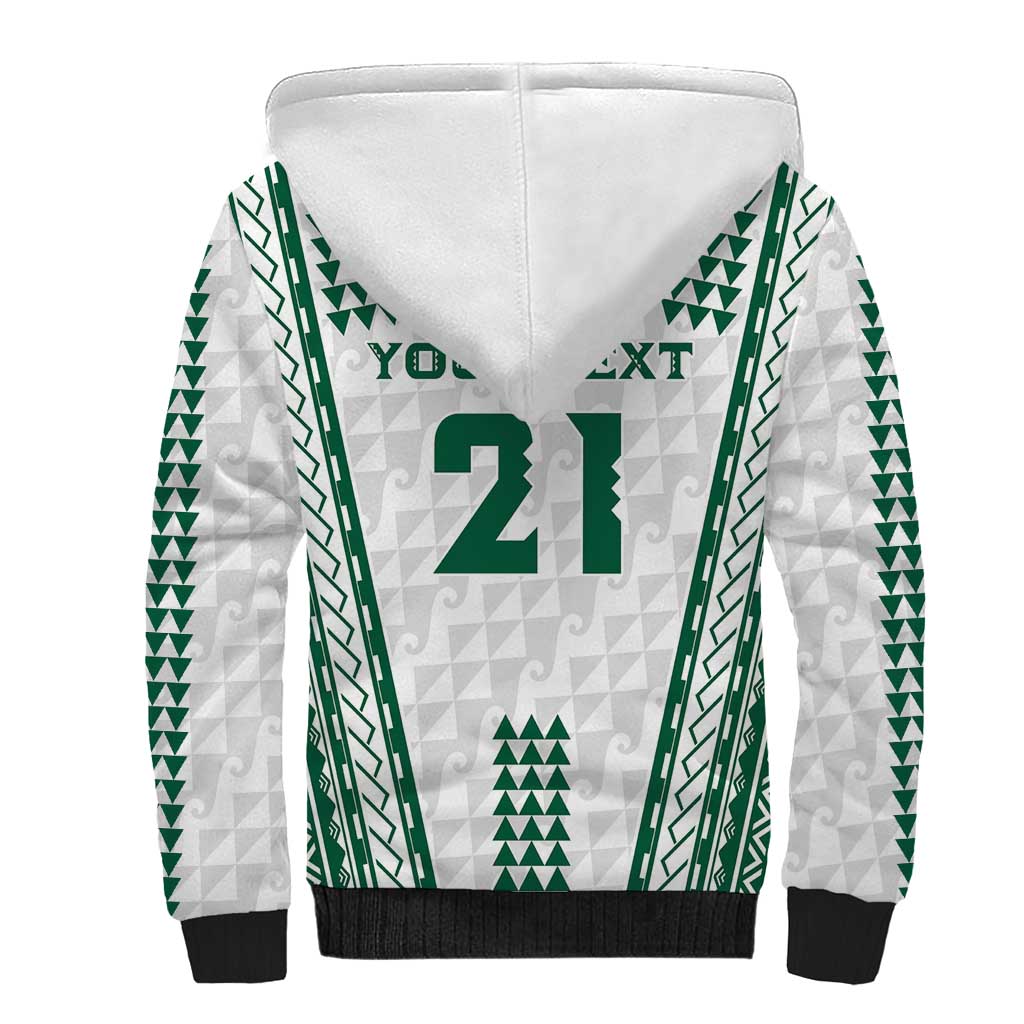 Polynesian Hawaii Volleyball Custom Sherpa Hoodie White Kakau with Map Motif LT9 - Polynesian Pride