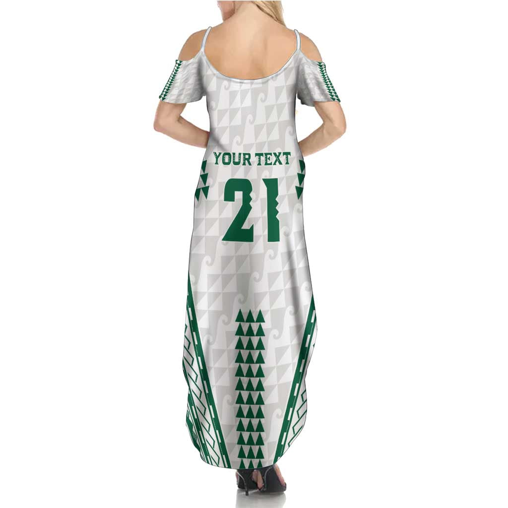 Polynesian Hawaii Volleyball Custom Summer Maxi Dress White Kakau with Map Motif LT9 - Polynesian Pride