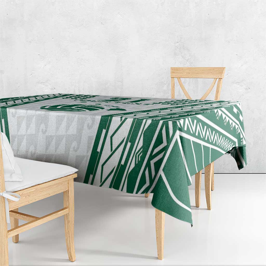 Polynesian Hawaii Volleyball Custom Tablecloth White Kakau with Map Motif
