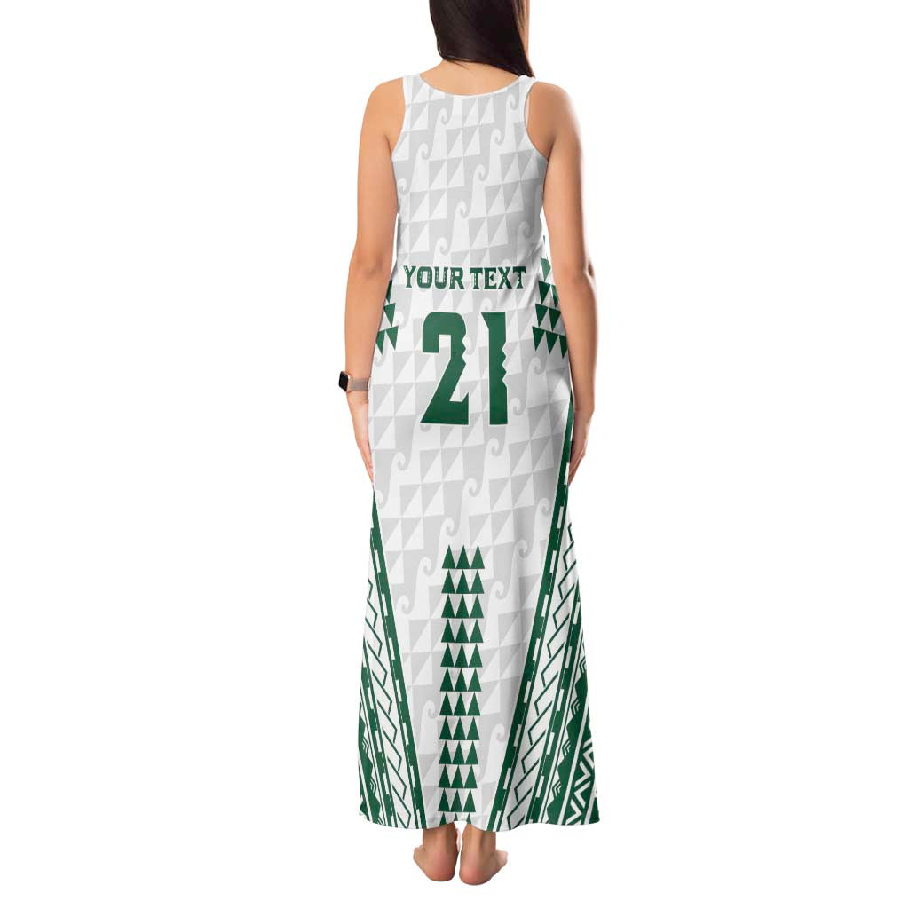 Polynesian Hawaii Volleyball Custom Tank Maxi Dress White Kakau with Map Motif LT9 - Polynesian Pride