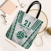 Polynesian Hawaii Volleyball Custom Tote Bag White Kakau with Map Motif - Polynesian Pride