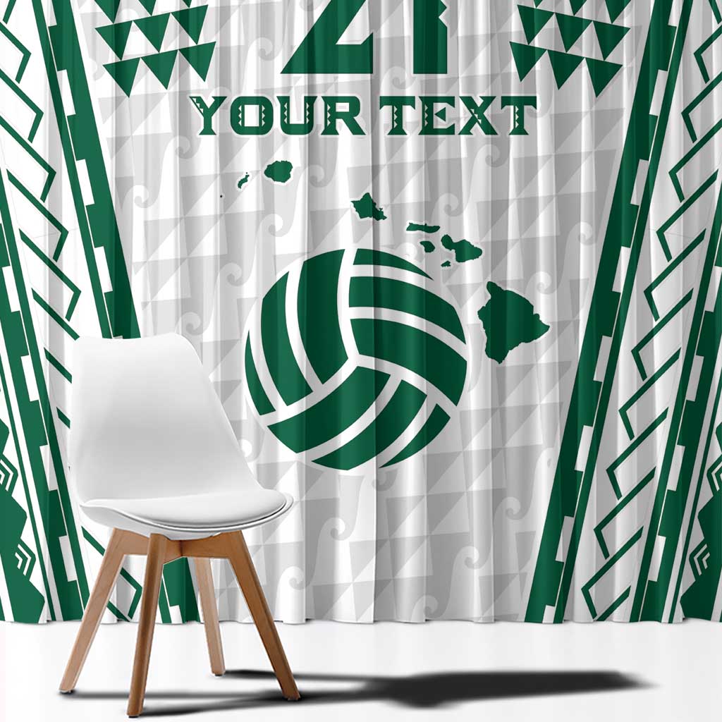 Polynesian Hawaii Volleyball Custom Window Curtain White Kakau with Map Motif