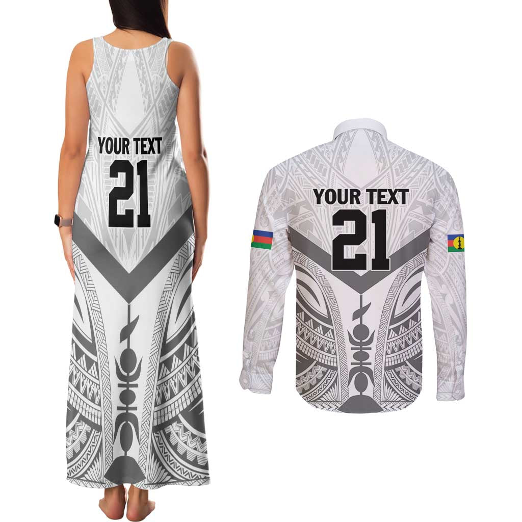 New Caledonia Football Custom Couples Matching Tank Maxi Dress and Long Sleeve Button Shirt Go Champions Les Cagous