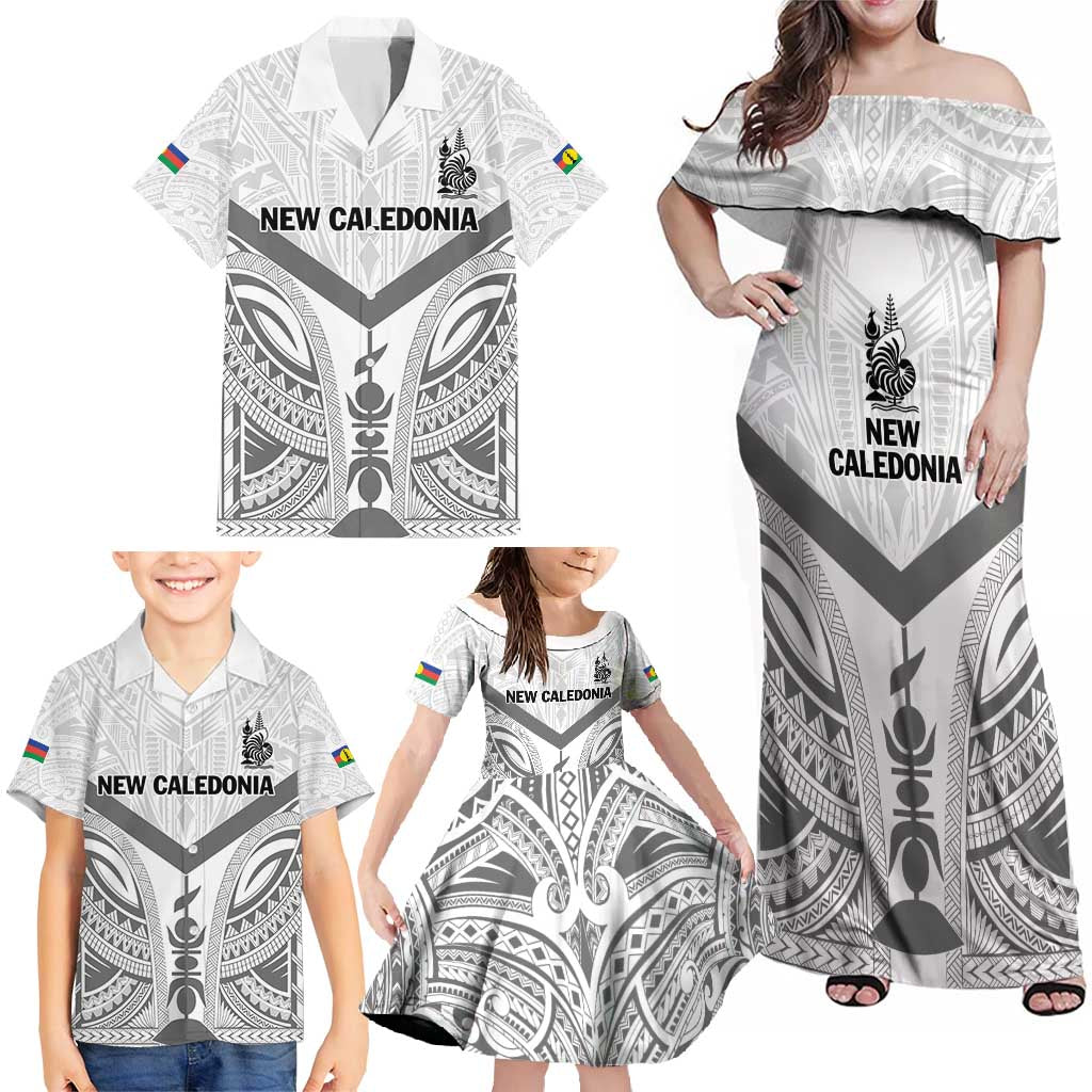 New Caledonia Football Custom Family Matching Off Shoulder Maxi Dress and Hawaiian Shirt Go Champions Les Cagous