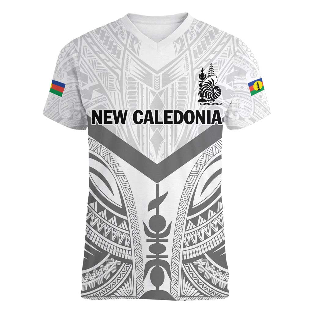 New Caledonia Football Custom Women V-Neck T-Shirt Go Champions Les Cagous