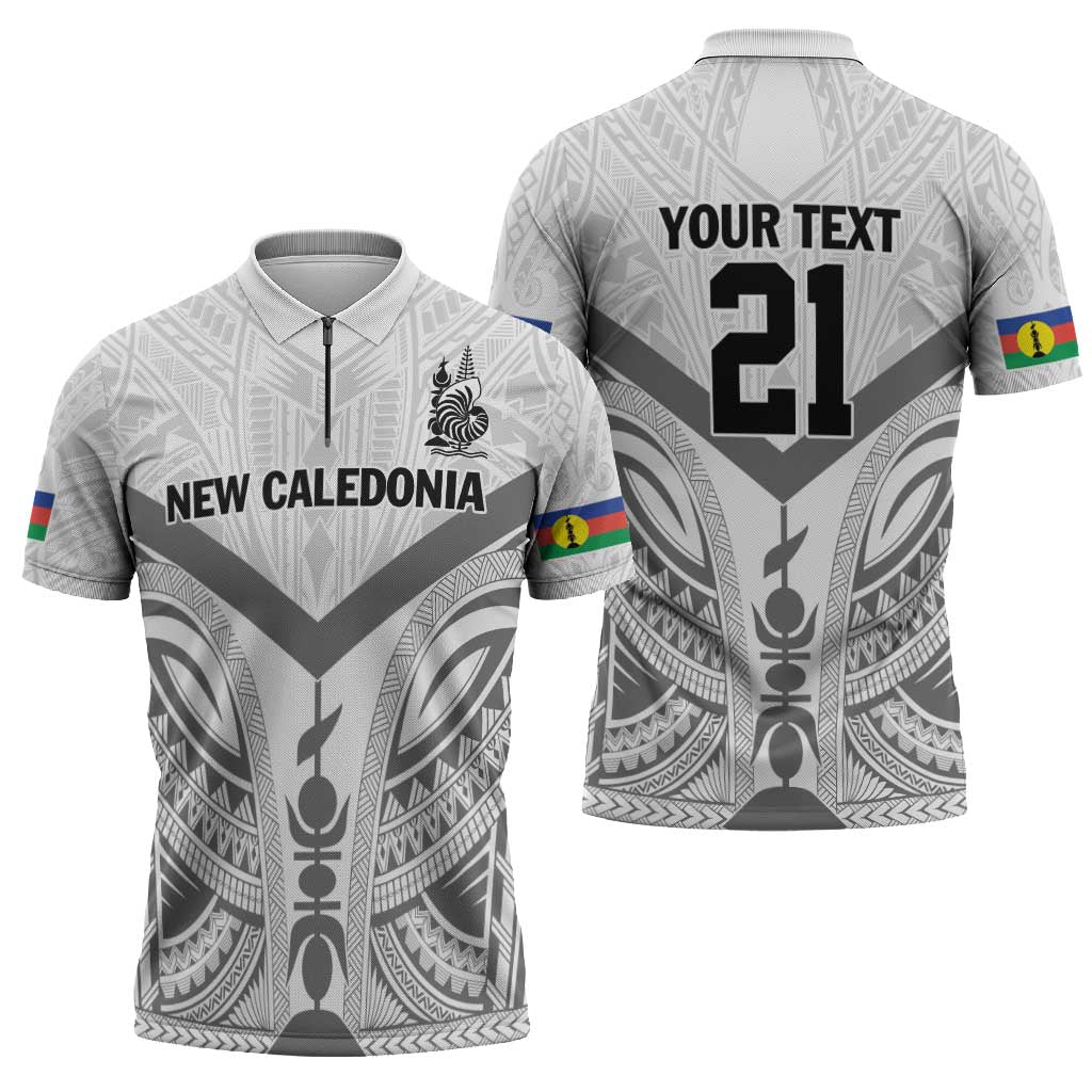 New Caledonia Football Custom Zipper Polo Shirt Go Champions Les Cagous - Polynesian Pride