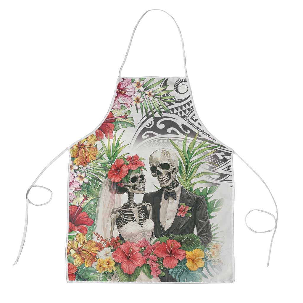 Skeleton Love for Valentines Day Apron Polynesian Tribal Love Forever LT9 White - Polynesian Pride