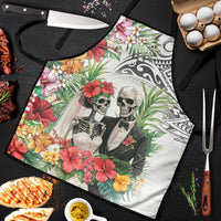 Skeleton Love for Valentines Day Apron Polynesian Tribal Love Forever LT9 White - Polynesian Pride