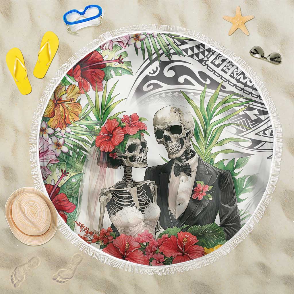 Skeleton Love for Valentines Day Beach Blanket Polynesian Tribal Love Forever LT9 One Size 150cm White - Polynesian Pride