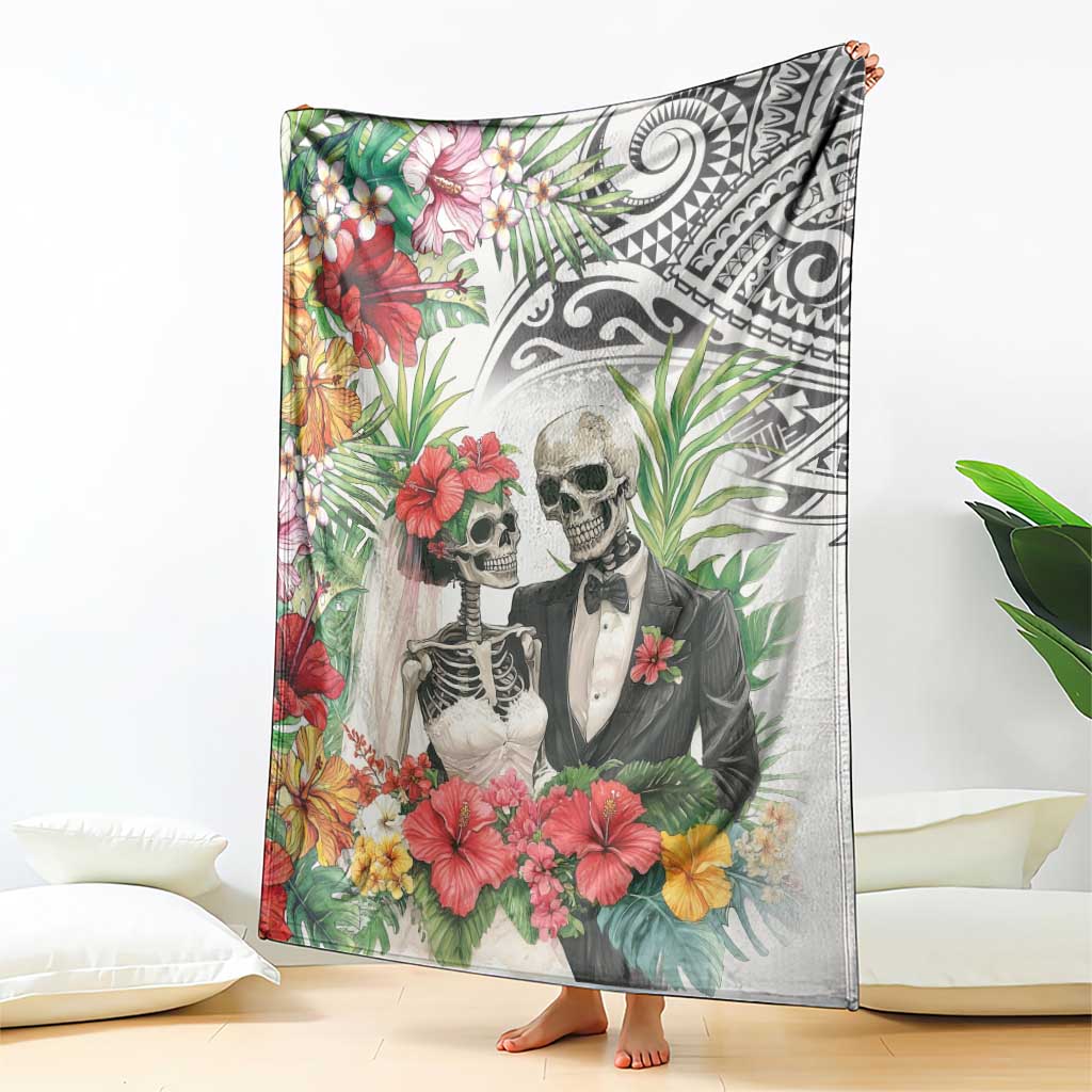 Skeleton Love for Valentines Day Blanket Polynesian Tribal Love Forever LT9 - Polynesian Pride