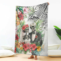 Skeleton Love for Valentines Day Blanket Polynesian Tribal Love Forever LT9 - Polynesian Pride