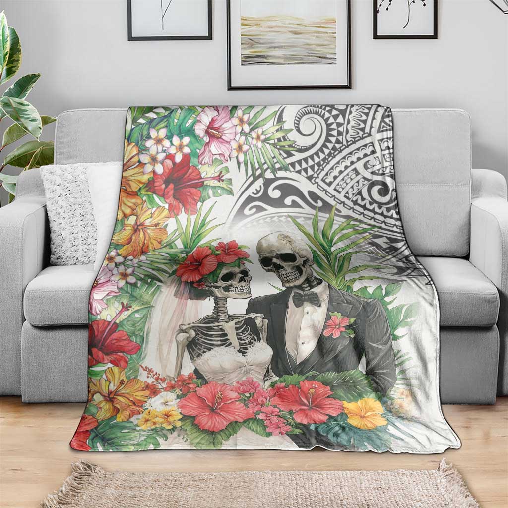 Skeleton Love for Valentines Day Blanket Polynesian Tribal Love Forever LT9 - Polynesian Pride