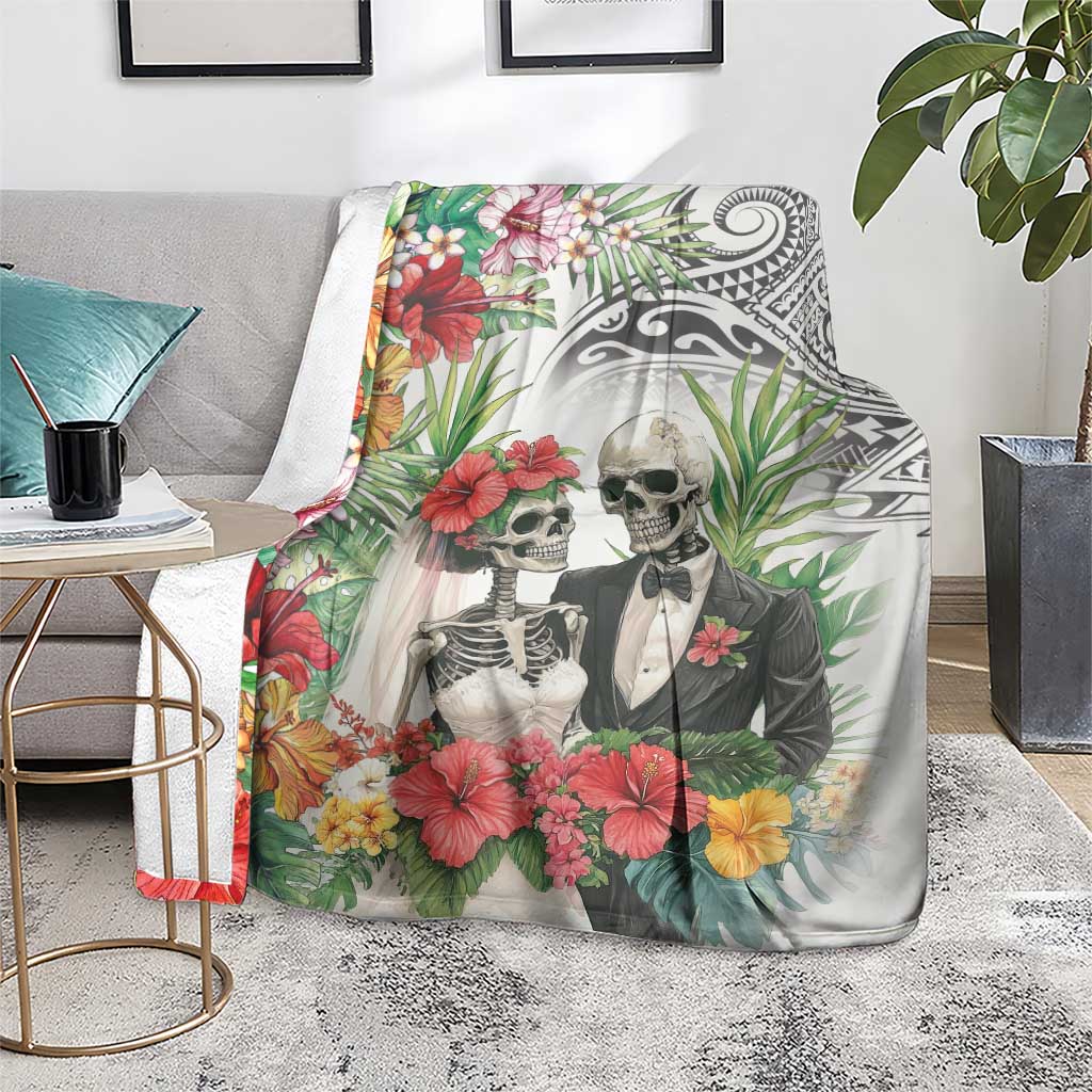Skeleton Love for Valentines Day Blanket Polynesian Tribal Love Forever LT9 - Polynesian Pride