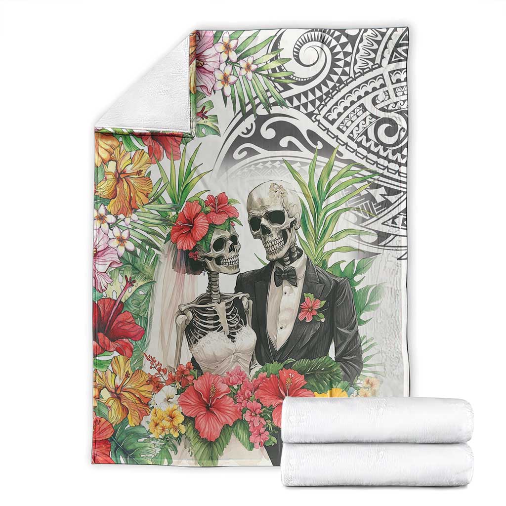 Skeleton Love for Valentines Day Blanket Polynesian Tribal Love Forever LT9 - Polynesian Pride