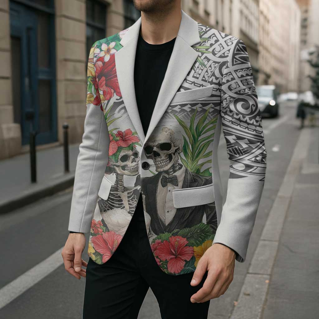 Skeleton Love for Valentines Day Blazer Polynesian Tribal Love Forever LT9 - Polynesian Pride