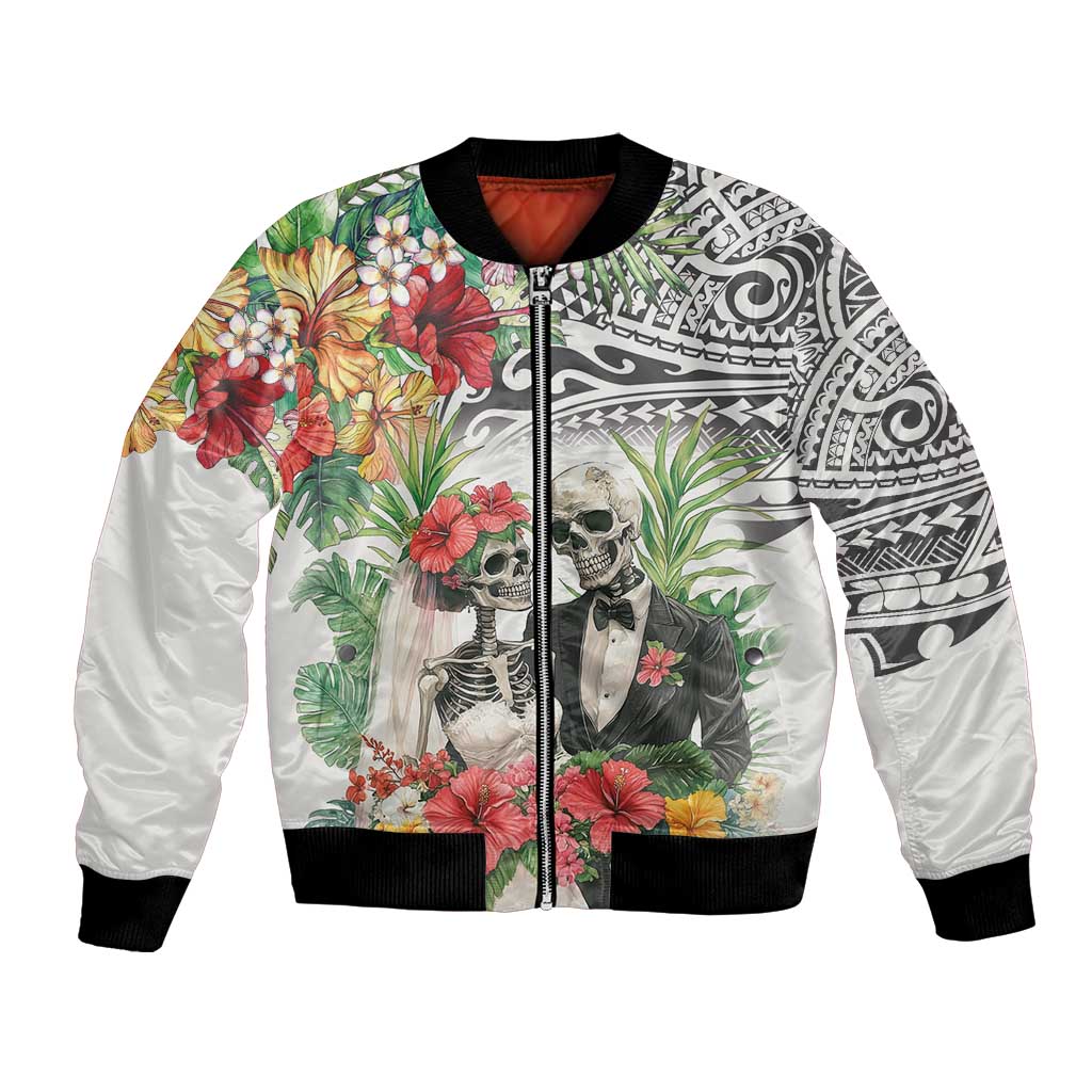Skeleton Love for Valentine’s Day Bomber Jacket Polynesian Tribal Love Forever