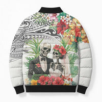 Skeleton Love for Valentines Day Bomber Puffer Jacket Polynesian Tribal Love Forever LT9 - Polynesian Pride