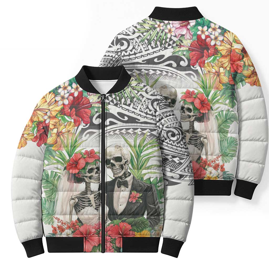 Skeleton Love for Valentines Day Bomber Puffer Jacket Polynesian Tribal Love Forever LT9 - Polynesian Pride
