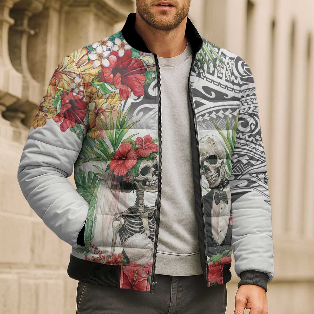 Skeleton Love for Valentines Day Bomber Puffer Jacket Polynesian Tribal Love Forever LT9 - Polynesian Pride