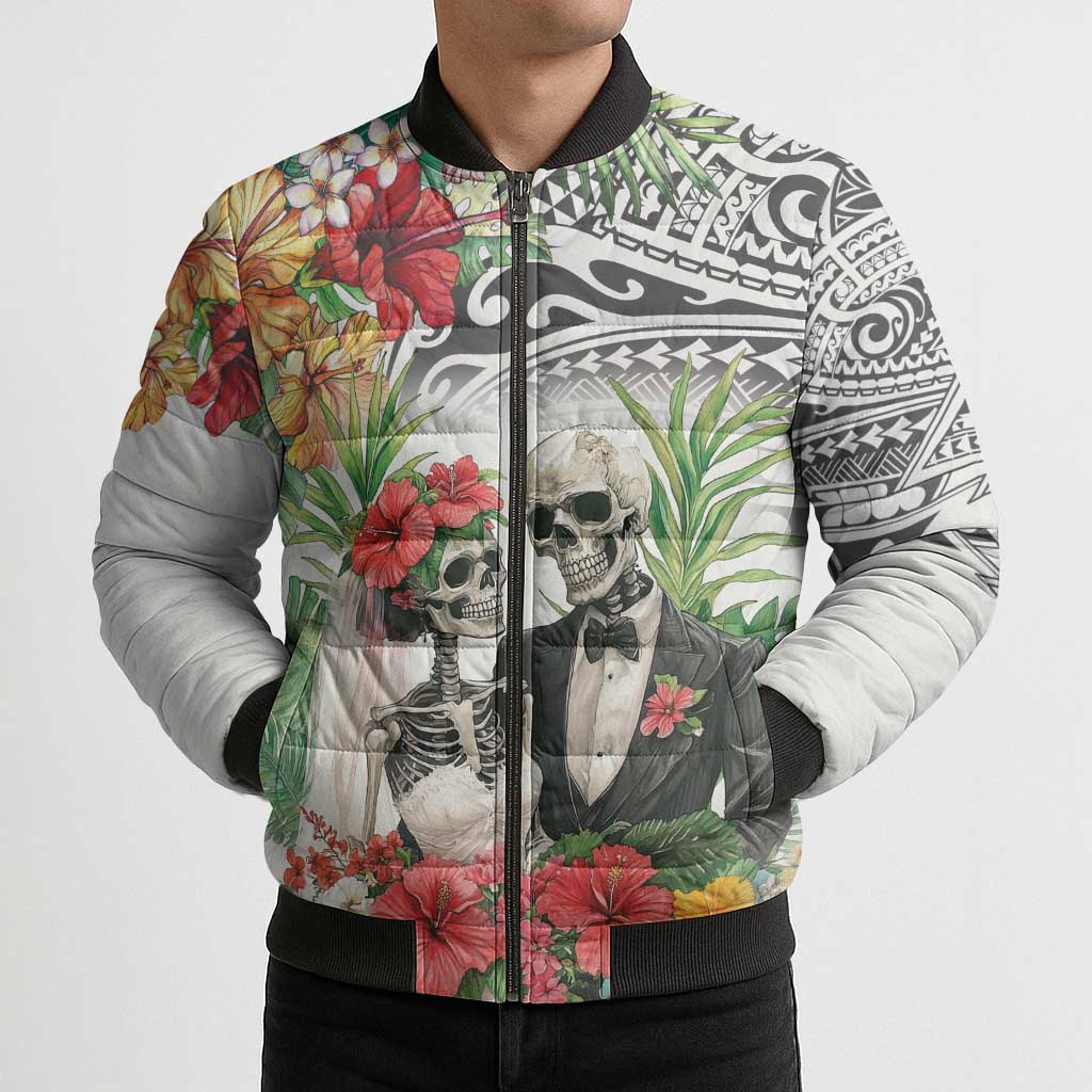 Skeleton Love for Valentines Day Bomber Puffer Jacket Polynesian Tribal Love Forever LT9 - Polynesian Pride