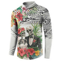 Skeleton Love for Valentines Day Button Sweatshirt Polynesian Tribal Love Forever LT9 - Polynesian Pride