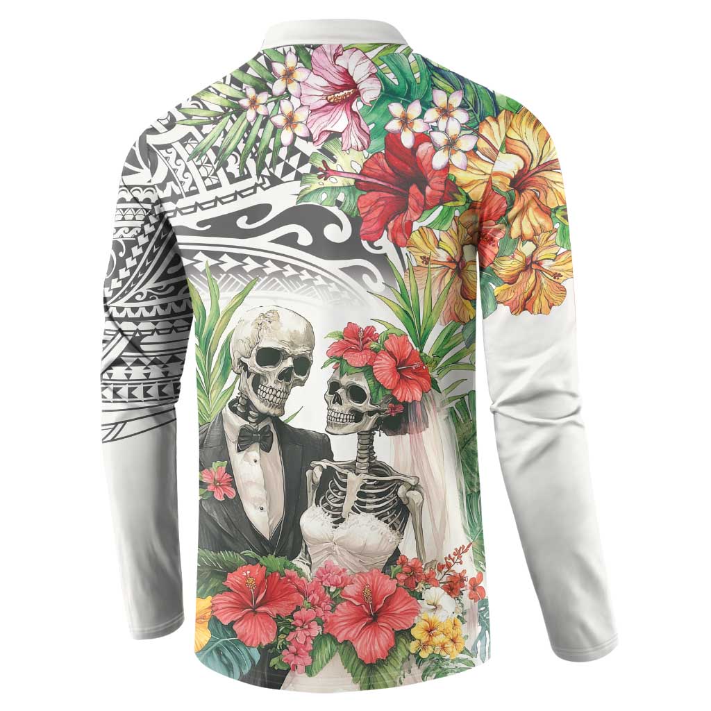 Skeleton Love for Valentines Day Button Sweatshirt Polynesian Tribal Love Forever LT9 - Polynesian Pride