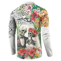 Skeleton Love for Valentines Day Button Sweatshirt Polynesian Tribal Love Forever LT9 - Polynesian Pride