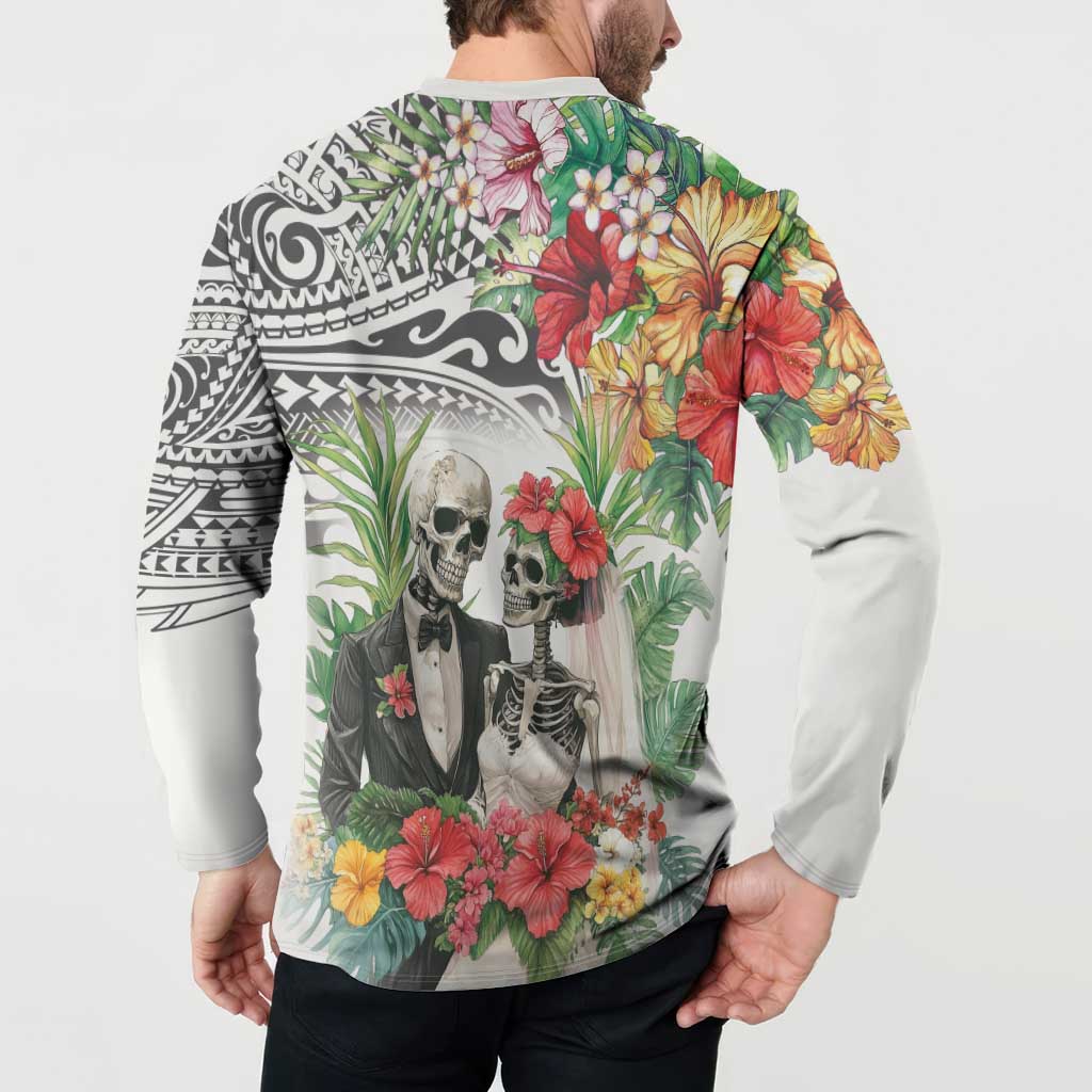 Skeleton Love for Valentines Day Button Sweatshirt Polynesian Tribal Love Forever LT9 - Polynesian Pride