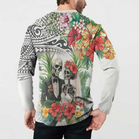Skeleton Love for Valentines Day Button Sweatshirt Polynesian Tribal Love Forever LT9 - Polynesian Pride