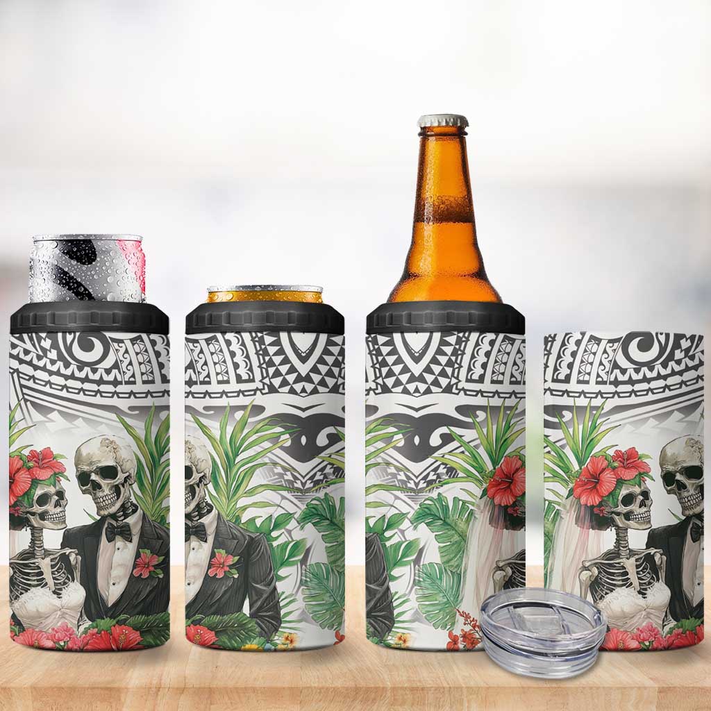 Skeleton Love for Valentines Day 4 in 1 Can Cooler Tumbler Polynesian Tribal Love Forever LT9 - Polynesian Pride