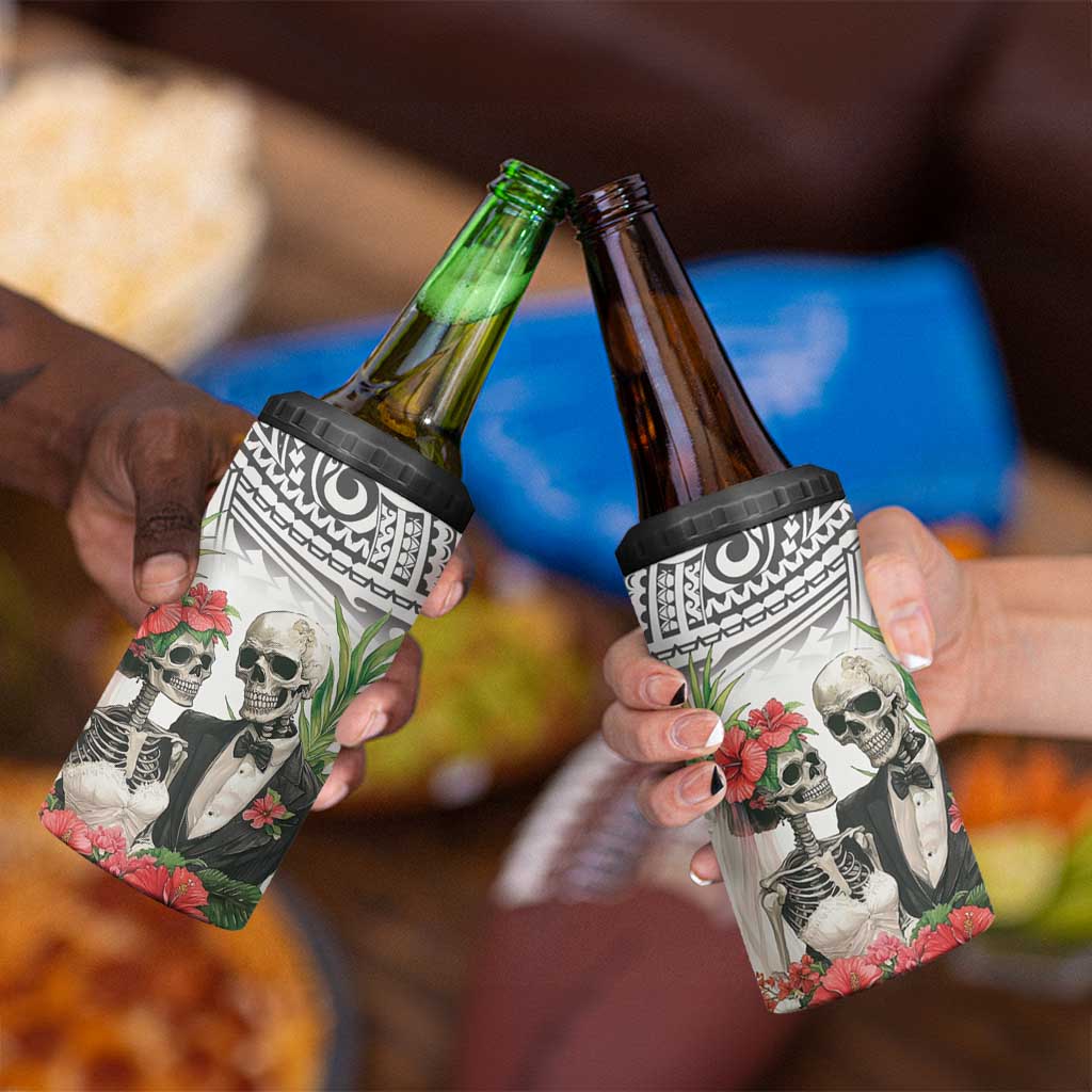 Skeleton Love for Valentines Day 4 in 1 Can Cooler Tumbler Polynesian Tribal Love Forever LT9 - Polynesian Pride
