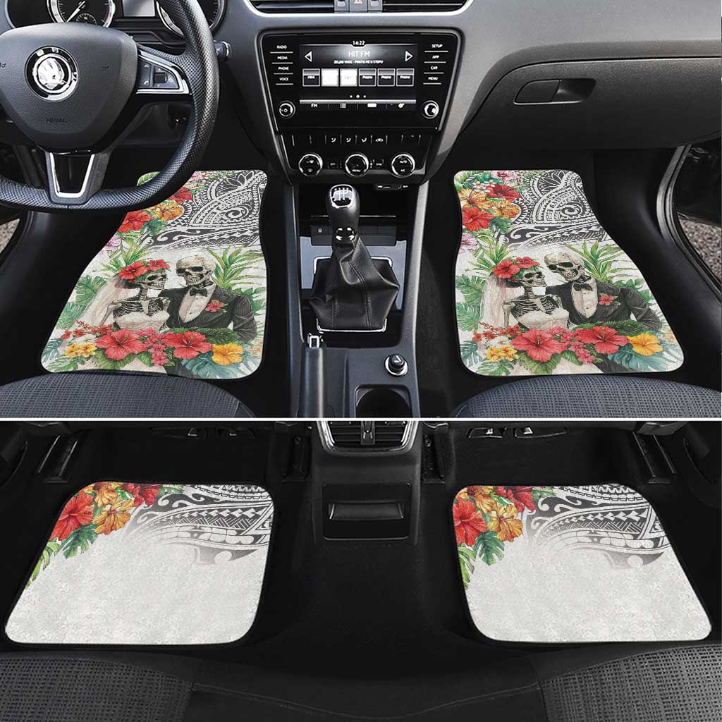 Skeleton Love for Valentines Day Car Mats Polynesian Tribal Love Forever LT9 Set 4pcs White - Polynesian Pride