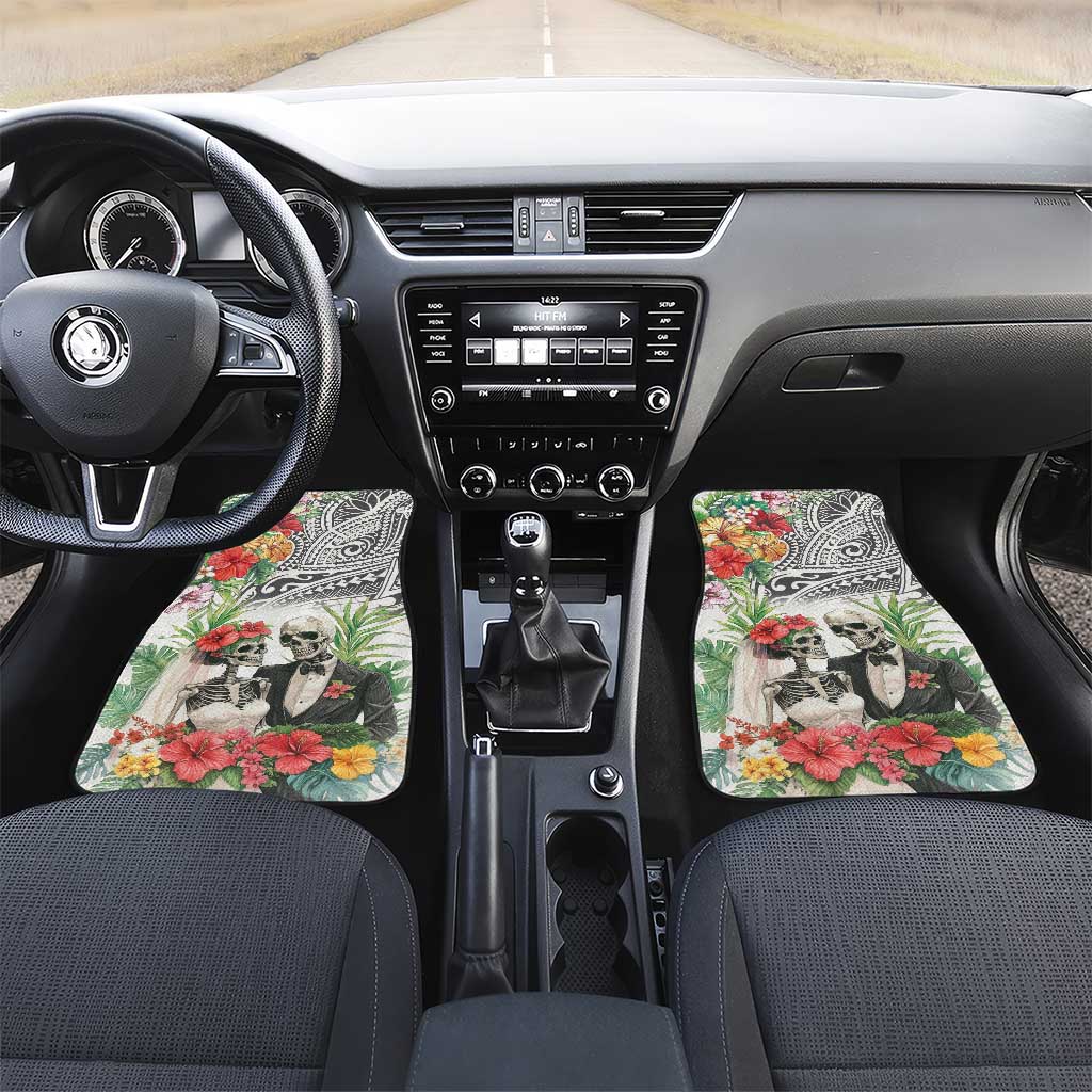 Skeleton Love for Valentines Day Car Mats Polynesian Tribal Love Forever LT9 Set 2pcs - Front White - Polynesian Pride