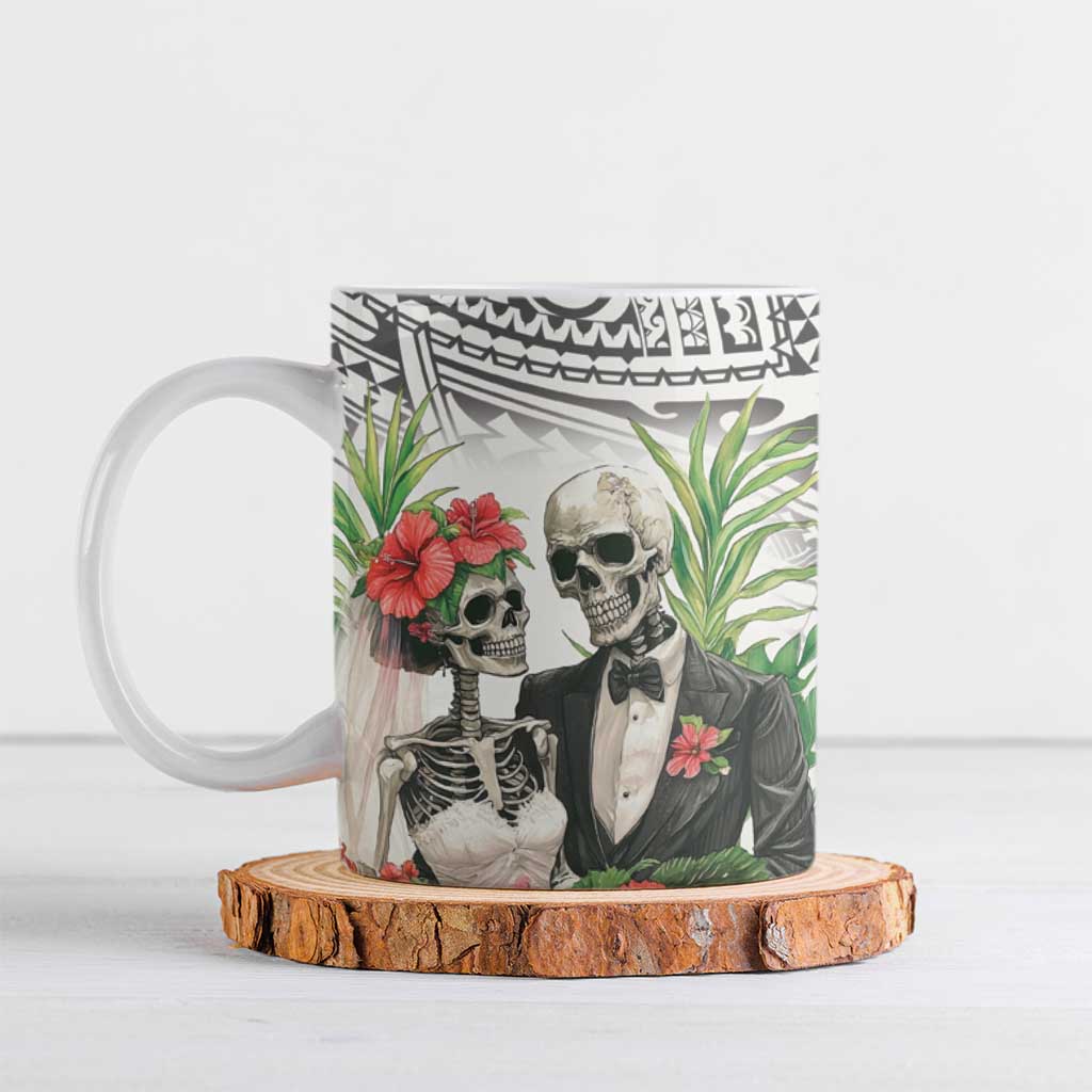 Skeleton Love for Valentines Day Ceramic Mug Polynesian Tribal Love Forever LT9 White - Polynesian Pride
