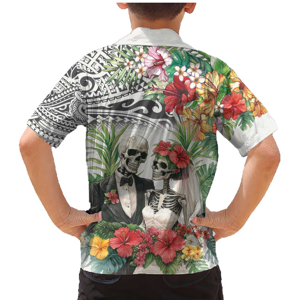 Skeleton Love for Valentine’s Day Family Matching Mermaid Dress and Hawaiian Shirt Polynesian Tribal Love Forever