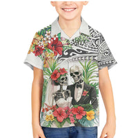 Skeleton Love for Valentine’s Day Family Matching Mermaid Dress and Hawaiian Shirt Polynesian Tribal Love Forever