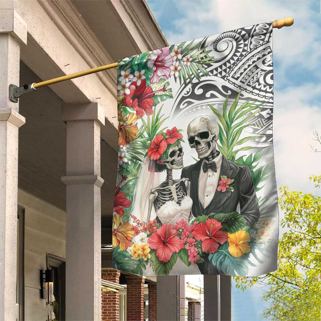 Skeleton Love for Valentine’s Day Garden Flag Polynesian Tribal Love Forever